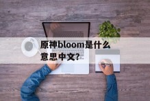 原神bloom是什么意思中文？