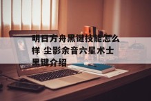 明日方舟黑键技能怎么样 尘影余音六星术士黑键介绍