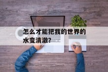 怎么才能把我的世界的水变清澈？