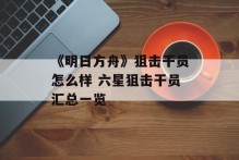 《明日方舟》狙击干员怎么样 六星狙击干员汇总一览